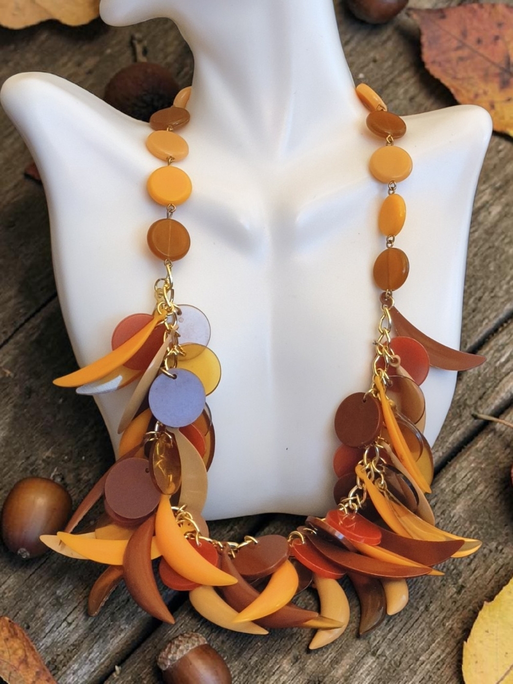 Vtg Multi-Disc Statement Necklace